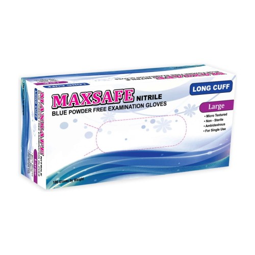Rękawice nitrylowe długie Master Glove Maxsafe Long Cuff L niebieskie 100 szt.