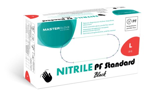 Pudełko Master Glove Nitrile PF Standard Black, rękawice czarne, rozmiar L