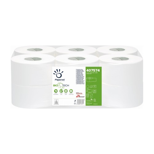 Papernet Bio Tech 407574 – papier toaletowy Mini Jumbo – 12 rolek