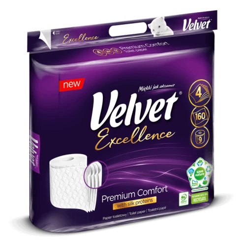 Papier toaletowy Velvet Excellence Premium Comfort, 4 warstwy, 9 rolek – zdjęcie 2
