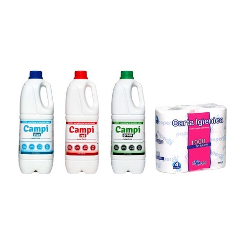 Campi Blue + Red + Green – zestaw płynów do toalet turystycznych – 1 zestaw