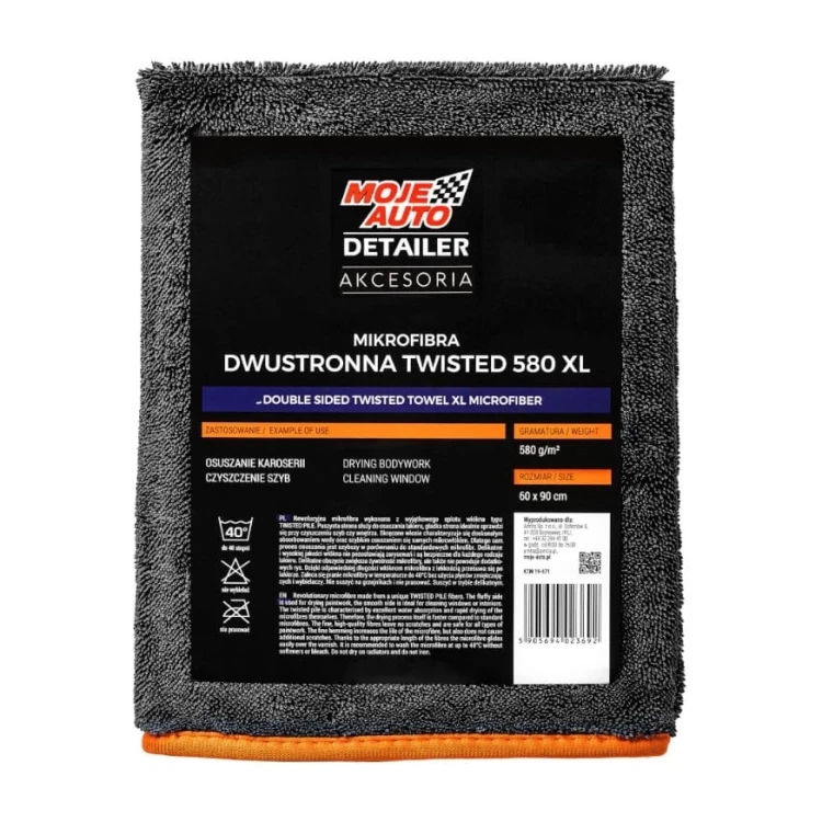 Moje Auto Detailer Twisted Towel XL, ręcznik do osuszania samochodu 60 × 90 cm, 580 g/m²