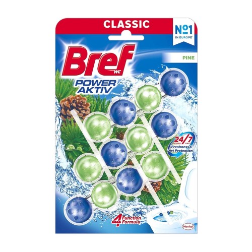Bref Power Aktiv Pine – kostka do WC Sosna – 3 × 50 g