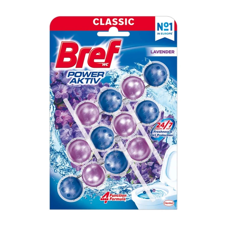 Bref Power Aktiv Lavender, kostka do WC Lawenda 3 × 50 g