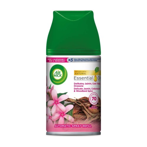 Air Wick Freshmatic Delikatny jaśmin, cedr i nuty drzewne – wkład do odświeżacza powietrza – 250 ml