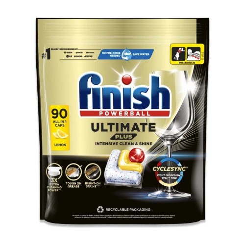 Finish Powerball Ultimate Plus Lemon – kapsułki do zmywarki – 90 szt.