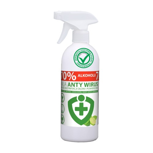 Kala AntyWirus Lemongrass – płyn do dezynfekcji powierzchni i rąk z atomizerem – 0,5 l