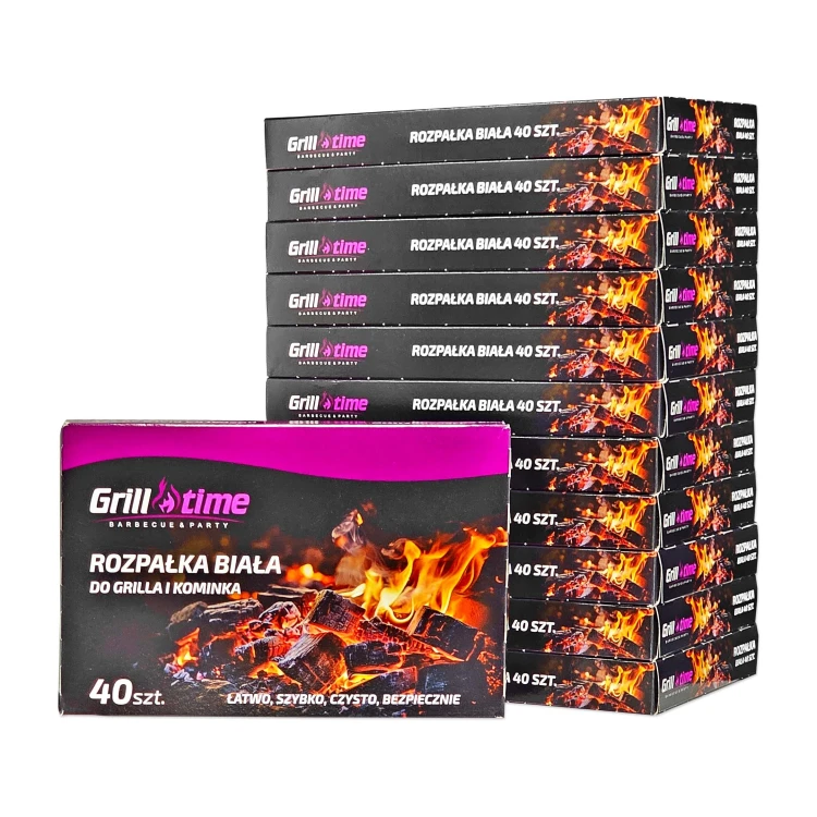Grilltime Biała podpałka – podpałka do grilla i kominka – 12 × 40 kostek