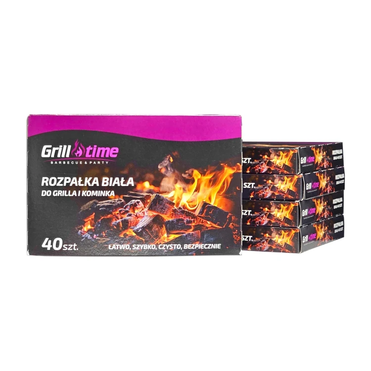 Grilltime Biała podpałka – podpałka do grilla i kominka – 5 × 40 kostek