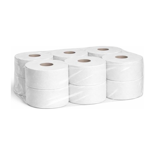 Papier toaletowy Jumbo biały 2-warstwowy 100 m, 12 rolek