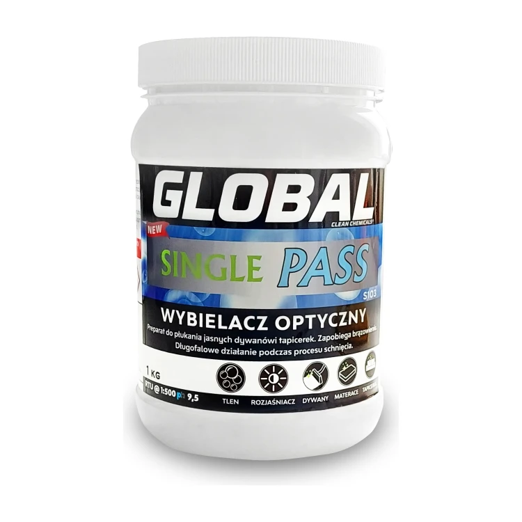 Global Single Pass S103 – proszek do prania jasnych dywanów i tapicerki – 1 kg