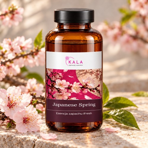 Olejek zapachowy Kala iFresh Japanese Spring – butelka i nuty zapachu z bliska