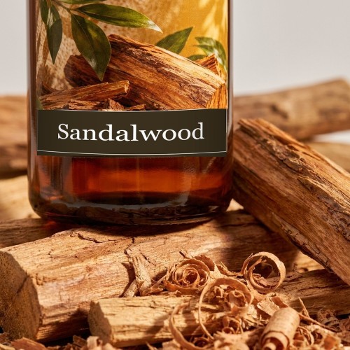 Olejek zapachowy Kala iFresh Sandalwood – butelka i nuty zapachu z bliska