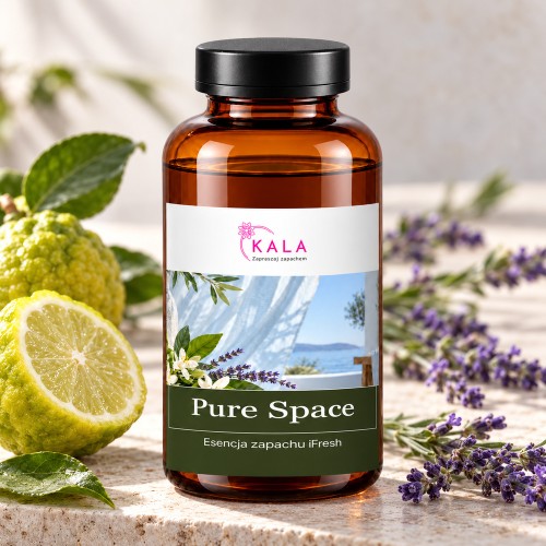 Olejek zapachowy Kala iFresh Pure Space – butelka i nuty zapachu z bliska