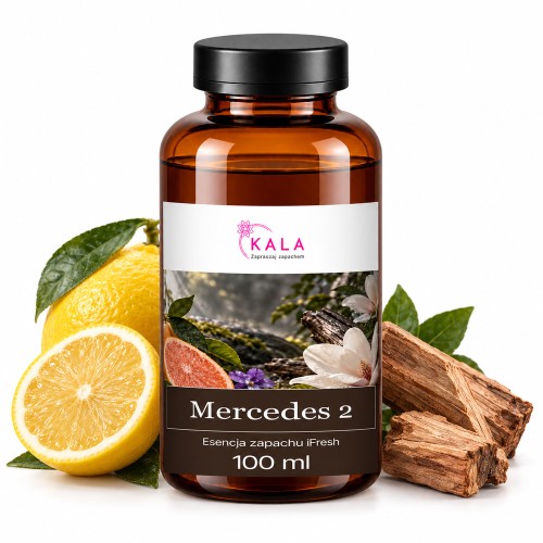 Olejek zapachowy Kala iFresh Mercedes 2 100 ml – butelka i nuty zapachu