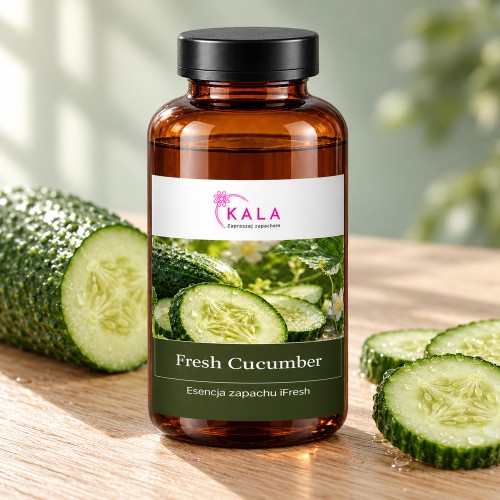 Olejek zapachowy Kala iFresh Fresh Cucumber – butelka i nuty zapachu z bliska