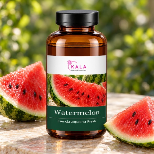Olejek zapachowy Kala iFresh Watermelon – butelka i nuty zapachu z bliska