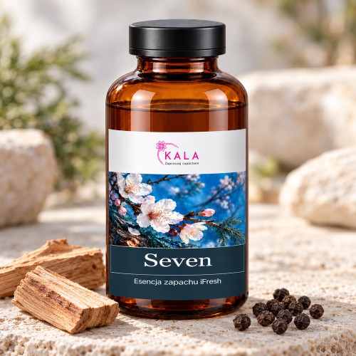 Olejek zapachowy Kala iFresh Seven – butelka i nuty zapachu z bliska