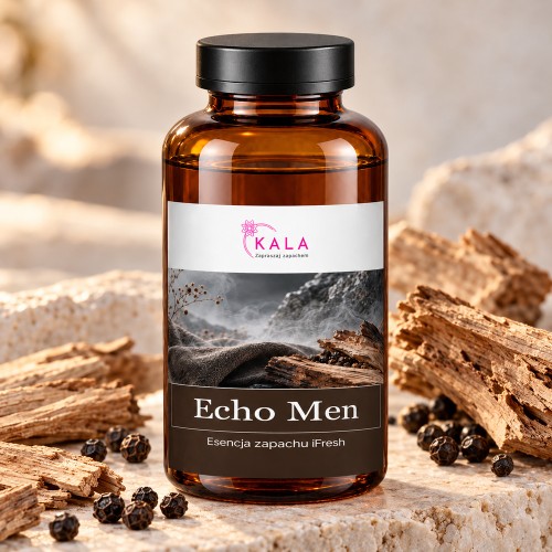 Olejek zapachowy Kala iFresh Echo Men – butelka i nuty zapachu z bliska