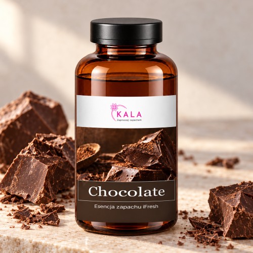 Olejek zapachowy Kala iFresh Chocolate – butelka i nuty zapachu z bliska