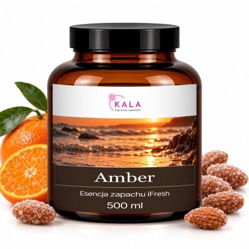 Olejek zapachowy Kala iFresh Amber 500 ml – butelka i nuty zapachu