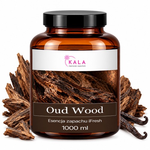 Olejek zapachowy Kala iFresh Oud Wood 1000 ml – butelka i nuty zapachu