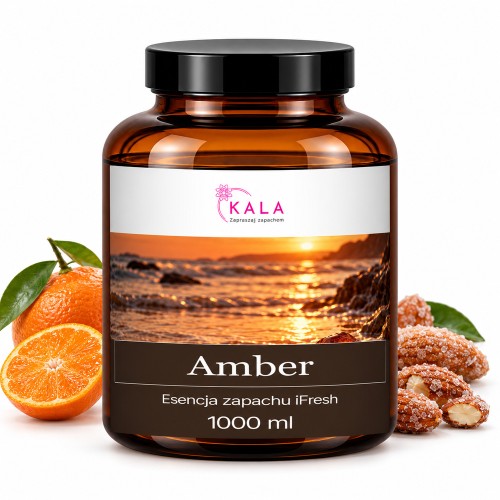 Olejek zapachowy Kala iFresh Amber 1000 ml – butelka i nuty zapachu