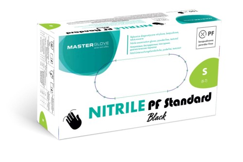 Pudełko Master Glove Nitrile PF Standard Black, rękawice czarne, rozmiar S