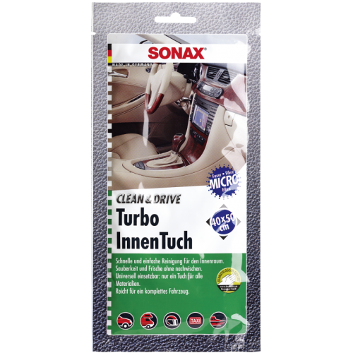 Opakowanie SONAX Clean & Drive Turbo InnenTuch, ściereczka z mikrofibry 40 × 50 cm