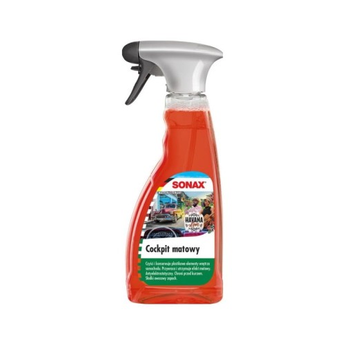 SONAX Cocpit Matowy Havana Love 500ml Czyści i pielęgnuje wszystkie powierzchnie z tworzyw sztucznych