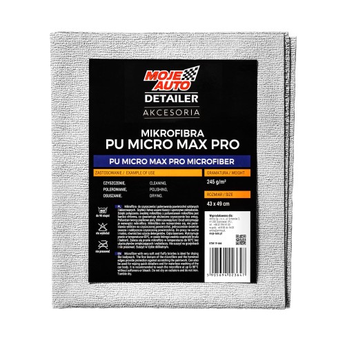 Jasna ścierka Moje Auto Detailer PU Micro Max Pro z etykietą, 49 × 43 cm, 245 g/m²