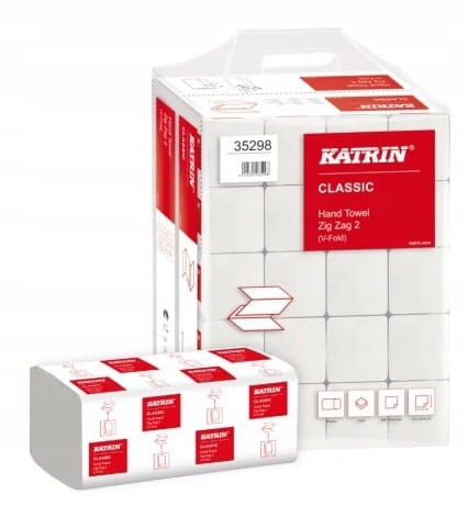 Ręczniki Katrin Classic Zig Zag 2, kod 35298, białe składki w opakowaniu Handy Pack