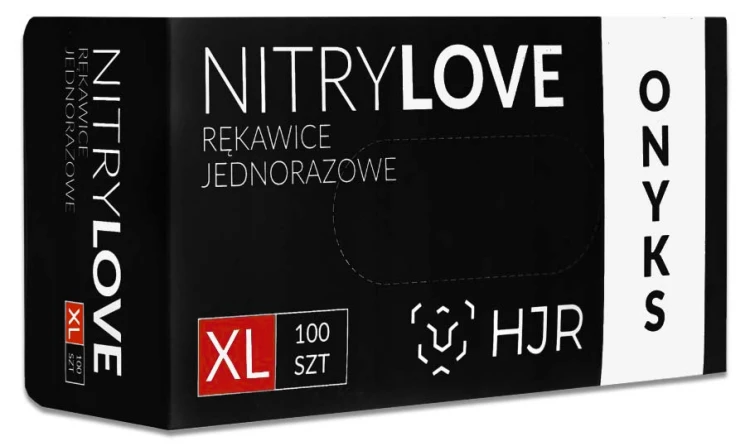 Pudełko HJR Nitrylove ONYKS, czarne rękawice nitrylowe, rozmiar XL, 100 sztuk