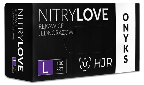 Pudełko HJR Nitrylove ONYKS, czarne rękawice nitrylowe, rozmiar L, 100 sztuk
