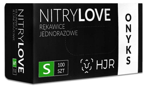 Pudełko HJR Nitrylove ONYKS, czarne rękawice nitrylowe, rozmiar S, 100 sztuk