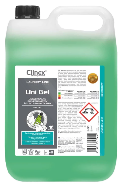 Clinex LAUNDRY-LINE Uni-Gel, żel do prania tkanin białych i kolorowych – 5 l