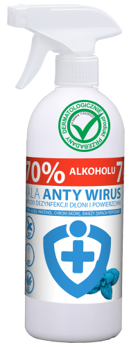 Kala AntyWirus Peppermint, płyn do dezynfekcji rąk i powierzchni, atomizer – 500 ml