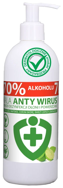 Kala AntyWirus Lemongrass, płyn do dezynfekcji powierzchni i rąk z pompką – 0,5 l