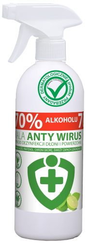 Kala AntyWirus Lemongrass, płyn do dezynfekcji powierzchni i rąk z atomizerem – 0,5 l