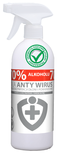 Kala AntyWirus bezzapachowy, płyn do dezynfekcji rąk i powierzchni, atomizer – 500 ml
