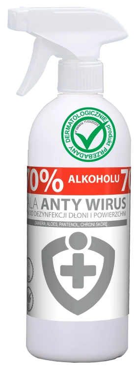Kala AntyWirus bezzapachowy, płyn do dezynfekcji rąk i powierzchni, atomizer – 500 ml
