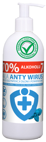 Kala AntyWirus Peppermint, płyn do dezynfekcji rąk i powierzchni, pompka – 500 ml