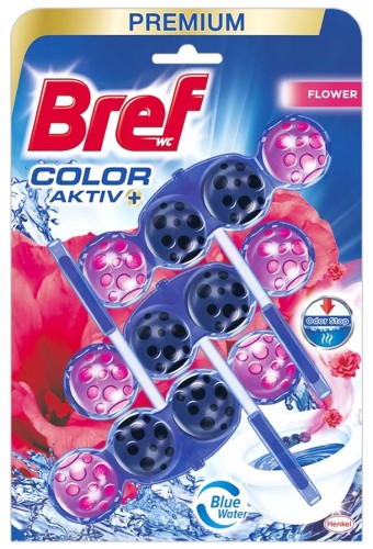 Bref Color Aktiv+ Flower Świeże Kwiaty, trzy zawieszki do WC po 50 g w oryginalnym opakowaniu