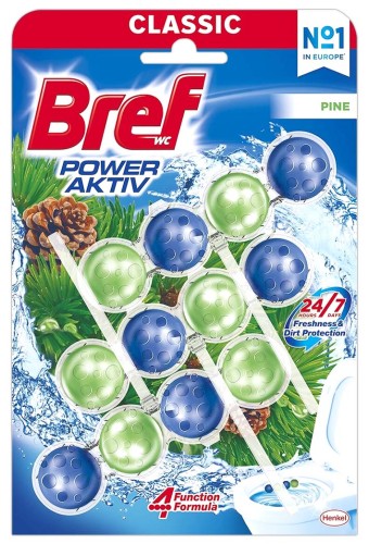 Bref Power Aktiv Pine - kostka do WC Sosna - 3 × 50 g