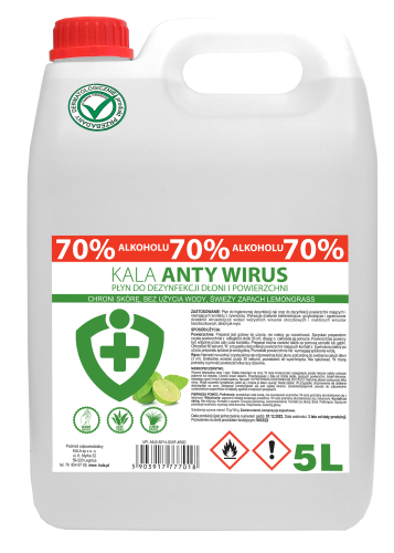 Kala AntyWirus Lemongrass, płyn do dezynfekcji powierzchni i rąk – 5 l