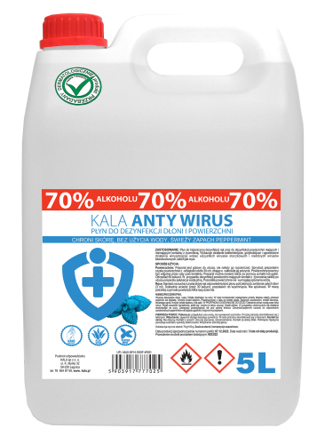 Kala AntyWirus Peppermint, płyn do dezynfekcji rąk i powierzchni – 5 l
