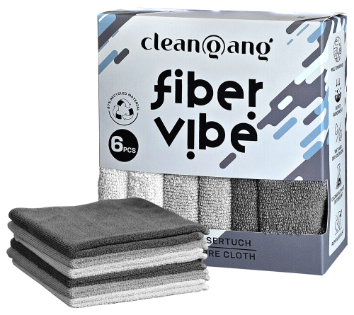 Opakowanie Cleangang Fiber Vibe 6 szt. i ścierki w trzech odcieniach szarości
