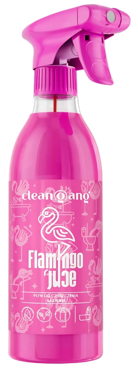 CLEANGANG Flamingo Juice 500 ml, butelka z rozpylaczem, widok z boku