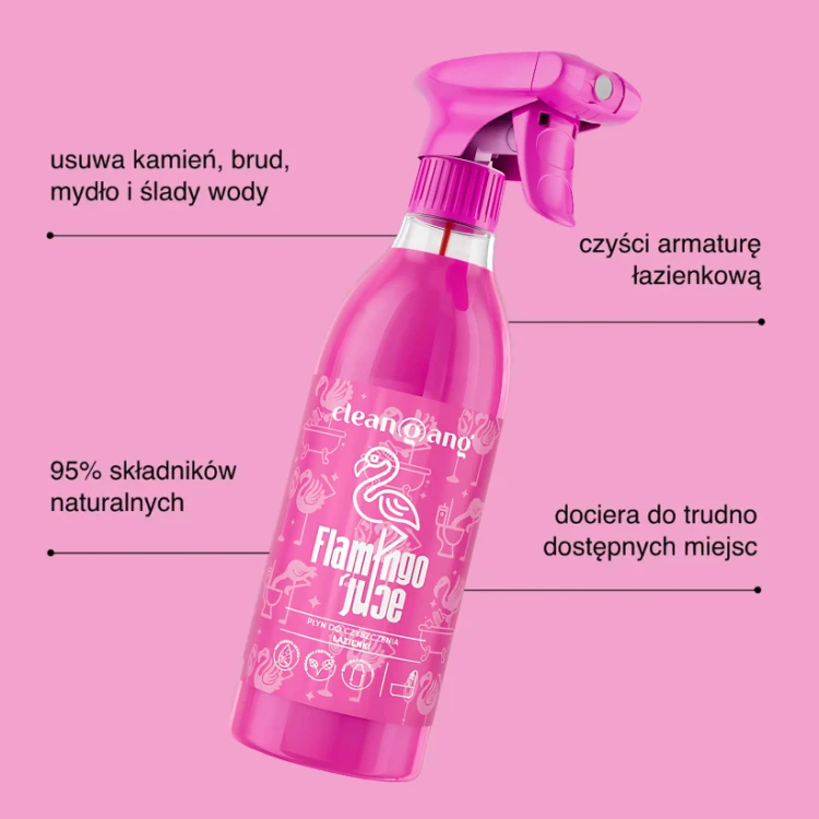 CLEANGANG Flamingo Juice 500 ml, zastosowania: kamień, brud, mydło, armatura łazienkowa