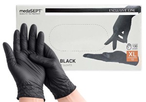 medaSEPT - Rękawice nitrylowe czarne, 100 sztuk - XL